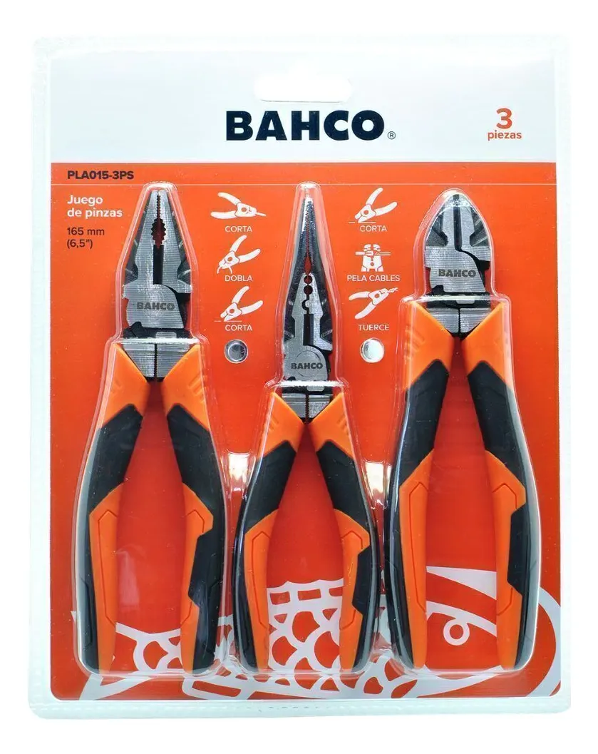[048772] JUEGO PINZAS Y ALICATES BAHCO (PLA015-3PS)