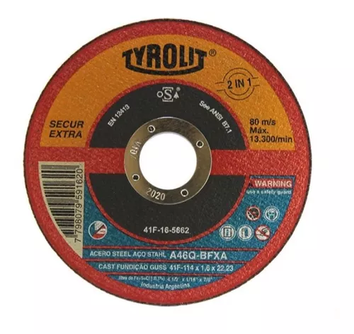 disco 114x1.6mm tyrolit secur metal N 