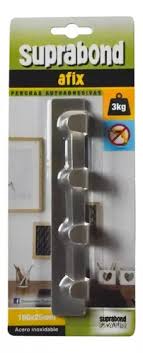 [afx p4g a] perchero autoadhesivo acero inoxidable 4 ganchos Afix Suprabond N